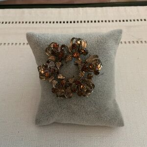 Kramer Vintage Amber Rhinestones Gold Tone Brooch
